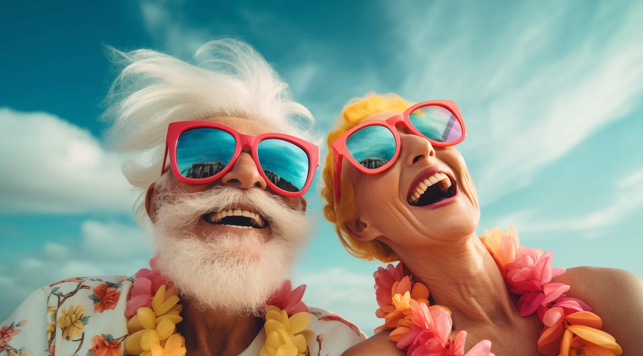 Deux seniors riant ensemble