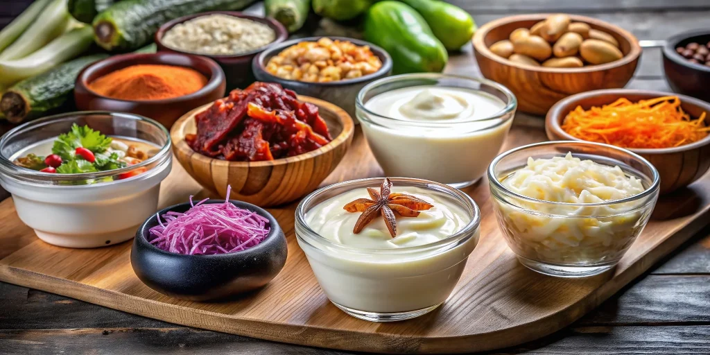 Aliments variés présentés dans des bols, illustration de l’équilibre alimentaire